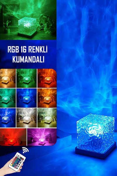 HK GİFT SHOP Kristal Kuzey Işıkları 16 Renkli Projektör Gece Lambası