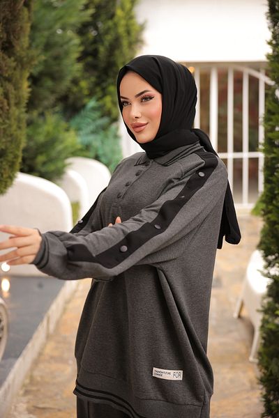 Wovi Moda Σετ αθλητικής φόρμας με κουμπιά - Σετ κάτω και επάνω