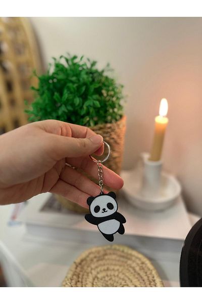 3B tasarım Cute Panda Keyring 3D Printing Gift for Friend Lover Gift Keyring