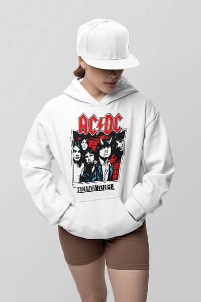 SEVBANO Ac Dc Highway to Hell Printed Unisex Oversize Rock Metal Hoodie