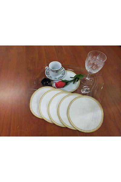 NAKIŞ ATÖLYESİ 6 Pieces Nested Round Napkins Etamine Processable Party Cocktail Coffee Side Presentation Napkin