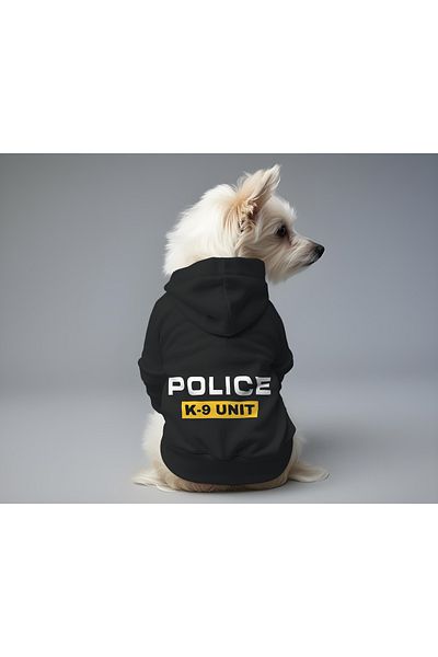 MPZ Pets Cat and Dog Outfit & Dress - Black Hoodie Police K-9 Unit
