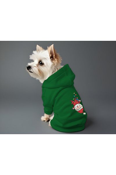 MPZ Pets Cat and Dog Outfit - Green Hoodie & Reverse Christmas Dress