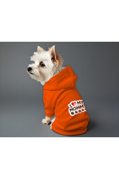 MPZ Pets Cat and Dog Outfit & Gown - Orange Hoodie and "My Mommy" Texti