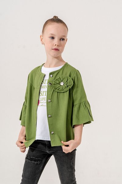 GİYİCEM TEKSTİL Floral Print Girls Shirt Set - 3127
