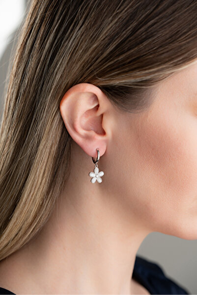 Silvano Jewelry 925 Ayar Gümüş Sedefli Nergis Çiçek Küpe