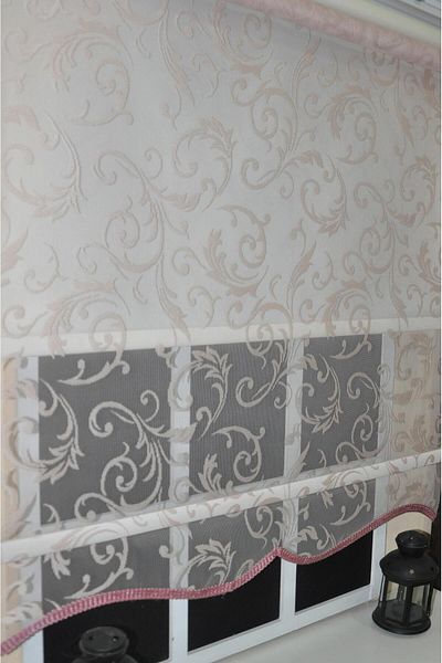 StorBurada Double Mechanism Pink Tulle Roller Blinds Stb-130