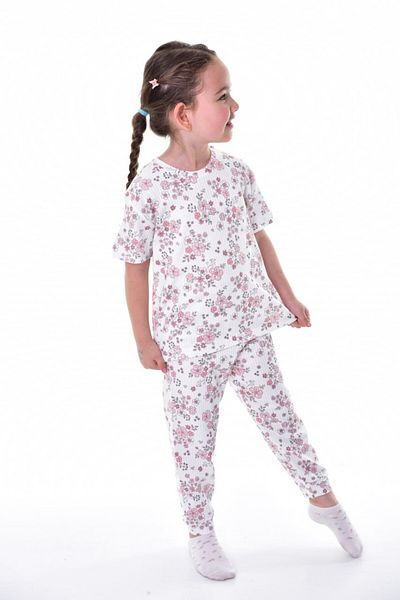 bunny hopp Set de pijamale pentru fete cu mâneci scurte din țesătură interlock din bumbac 100%