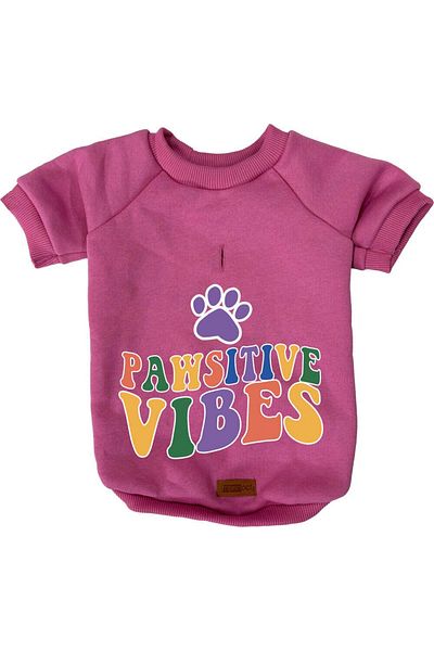 MPZ Pets Pink Cat & Dog Outfit Sweatshirt & Pawsitive Vibes Dress