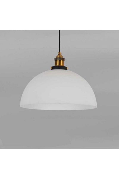 RİOLİGHT Opal White Vintage Modern 1Xe27 Glass Single Pendant Lamp Chandelier with Base - Diameter:28M