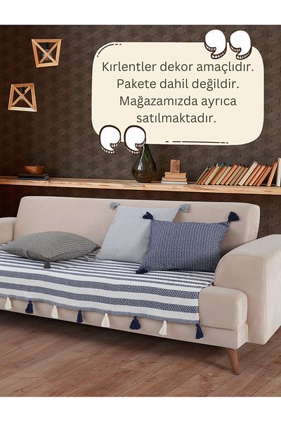 Lux Touch Κάλυμμα καναπέ Liva Pompom Navy Blue - 2 τεμάχια 115x200 cm Καναπές Καναπές-κρεβάτι Πολυθρόνα με φουντωτό