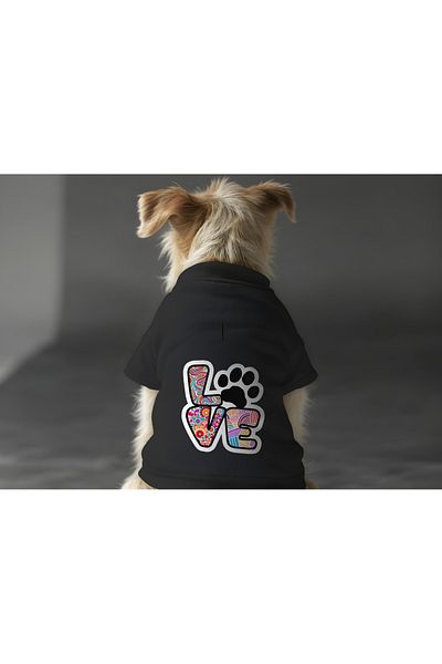 MPZ Pets Cat and Dog Outfit - Black Sweatshirt & Colorful Love Dress