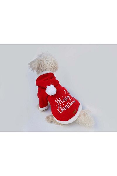MPZ Pets Cat and Dog Outfit & Dress - Merry Christmas Xmas Long Pompom Costume