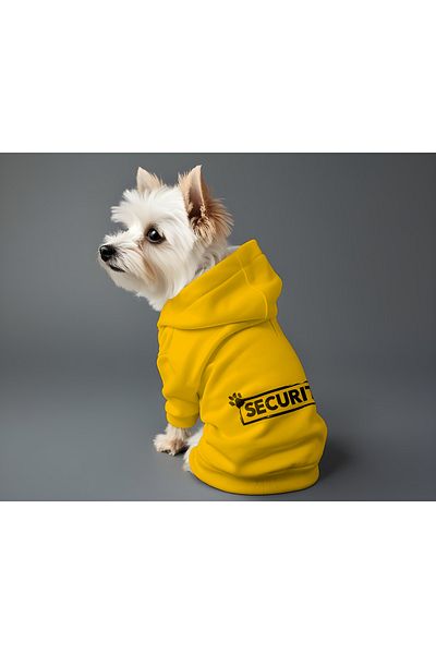 MPZ Pets Cat and Dog Outfit & Gown - Yellow Hoodie Security