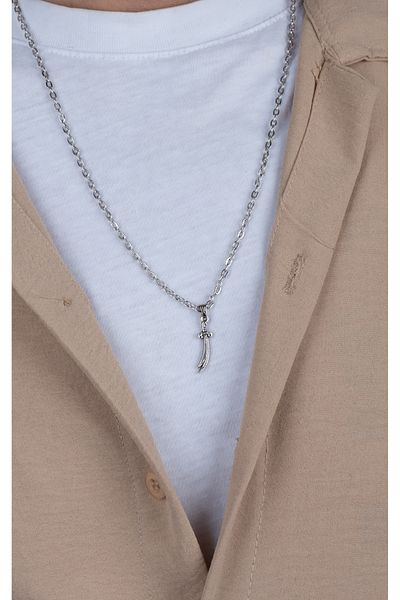 Piercing Market Steel & Silver Men's Silver Color Sulfikar Figured Necklace