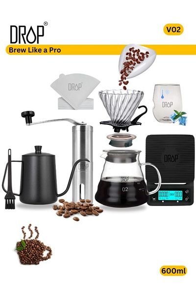 Drop V60 drip coffee maker set It consists of a scale barista's kit glass server drip jug coffee filter