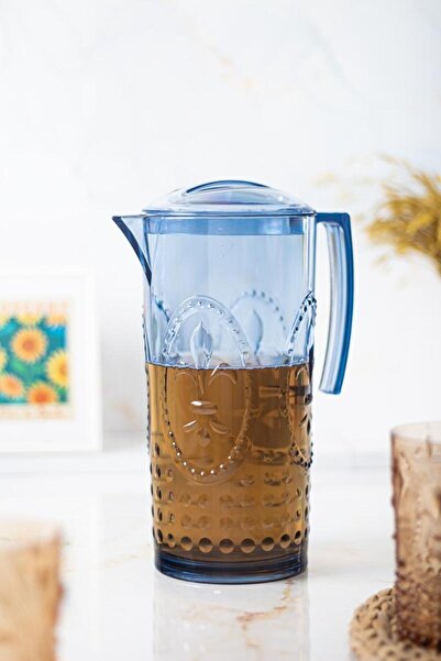 Mustran إبريق أكريليك سحري سعة 2.3 لتر باللون الأزرق الداكن (ليس زجاجًا)!! )