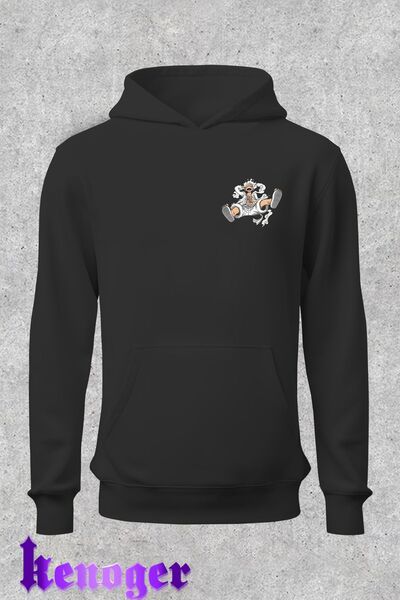 Hunors Sportswear & Company One Piece Monkey Nika Gear Anime Printed Unisex Oversize Basic Thick/Fleece Inside Hooded Sweatshirt