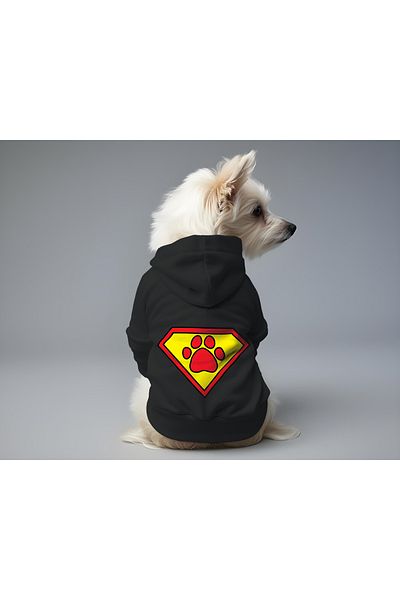 MPZ Pets Cat and Dog Outfit & Dress - Black Hoodie Super Paw