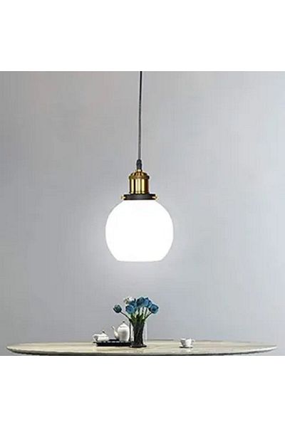 RİOLİGHT Modern, Vintage, Rustic 1Xe27 Opal White Single Glass Pendant Chandelier Diameter:20Cm