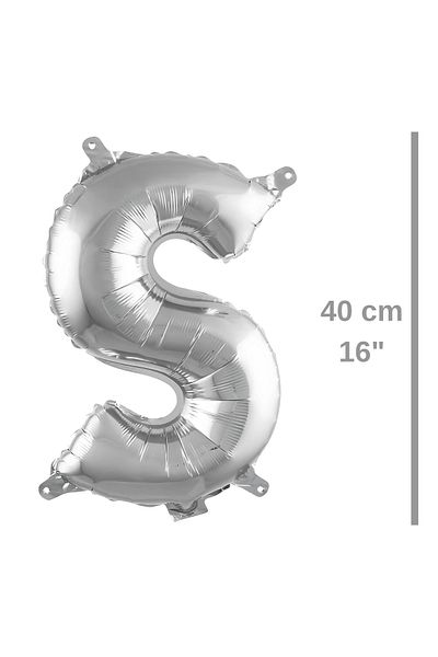 ikm balon Foil Balloon Letter S Helium Balloon 40 cm Silver Color - Letter S Balloon - Letter S Balloon