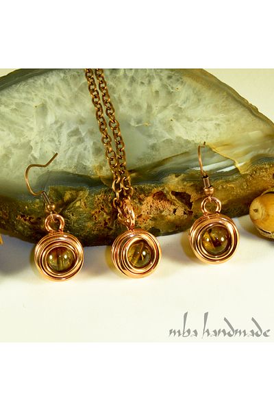 mba handmade jewelry Citrine Crystal - Pure Copper Authentic Necklace and Chain Set