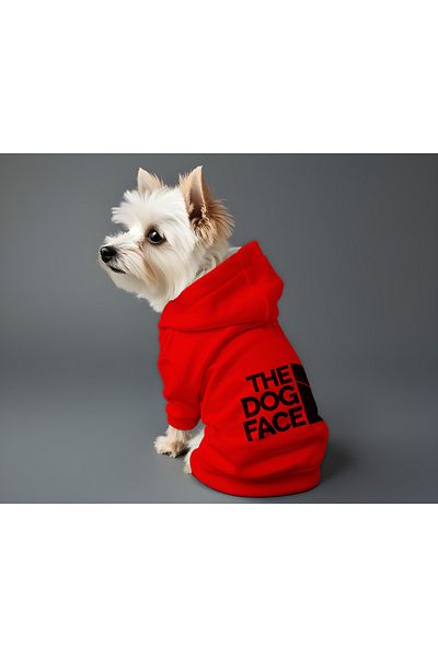 MPZ Pets Cat and Dog Outfit & Gown - Red Hoodie the Dog Face
