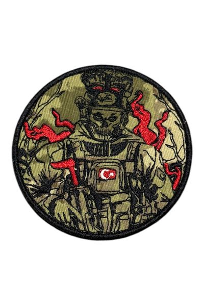 Ex Patch Pardoseală Camuflaj Flaming Hunter Soldier Crest Patch 9 Cm