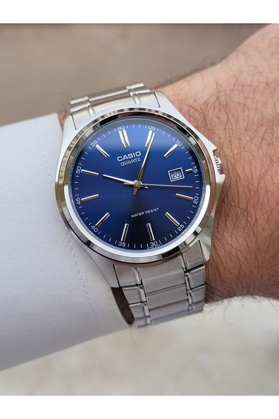 Casio Silver Navy Blue Color Men's Wrist Watch