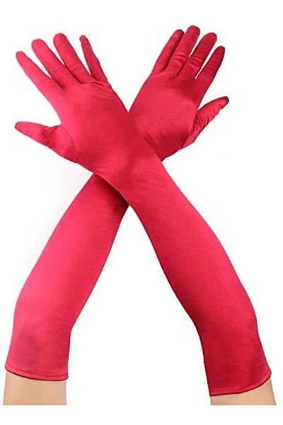 robotrend Red Color Long Elbow Fabric Gloves 40 cm