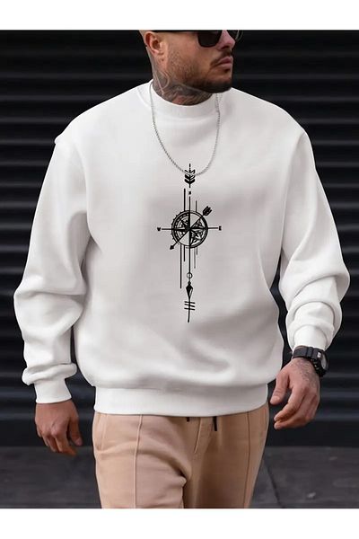FULL TOLERANCE Stylish Geometric Pattern Printed Oversize Sweatshirt