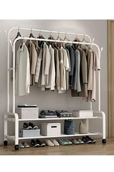 Primo Plus Metal Clothes Hanger Organizer and Black Clothes Stand with Wheels