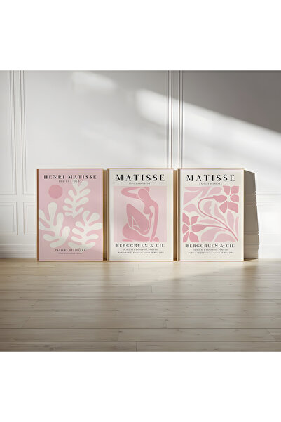 Home Soft Pudra Pembesi Henri Matisse Tablosu, Oturma Odası Dekoru 3 Adet Çer...