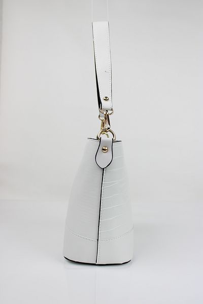 mossi White Crocodile Skin Look Double Strap Women's Shoulder Bag