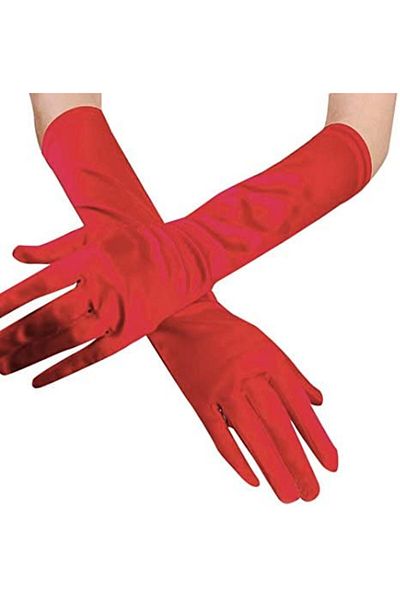 robotrend Red Color Long Elbow Fabric Gloves 40 cm