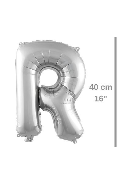 ikm balon Foil Balloon Letter R Helium Balloon 40 cm Silver Color - Letter R Balloon - Letter R Balloon