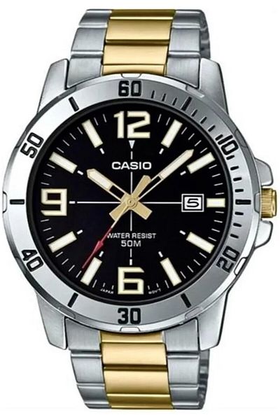 Casio ساعة يد رجالية باللون الذهبي والفضي