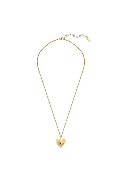 eastside Edelstahlhalskette Kette mit Anhänger Edelstahl gelbgold Zirkonia weiß schwarz