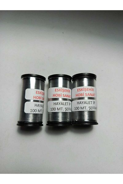 Eskişehir hobi sanat 3 Pieces 100 Meters Ghost Rope 0.10 mm Fish Tape Clear (Total 300 Meters)