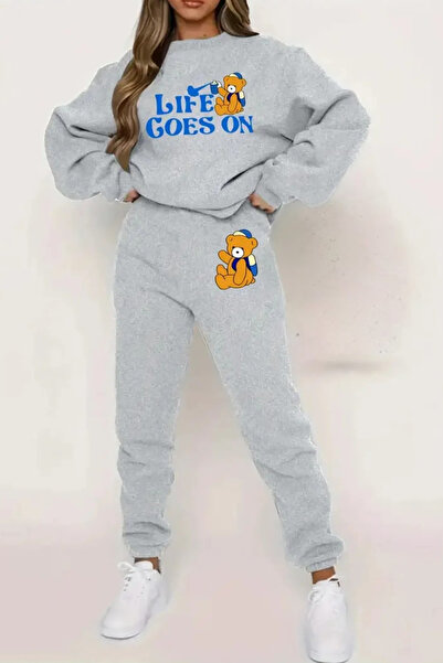 Wish BF Σετ χαριτωμένο αθλητικό σετ με τύπωμα με στρογγυλή λαιμόκοψη και μακρ...