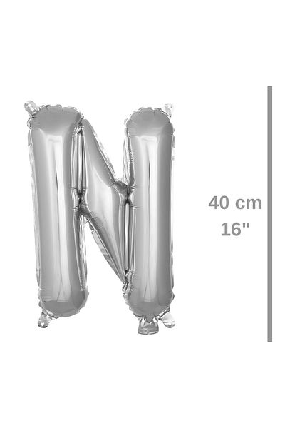 ikm balon Foil Balloon Letter N Helium Balloon 40 cm Silver Color - Letter N Balloon - Letter N Balloon