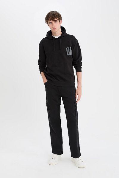 DeFacto Relax Fit Hooded Printed Thick Sweatshirt D4716Ax24Au