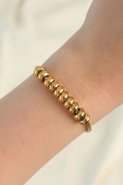 Clariss 316L Steel Gold Color Oval Figured Bracelet