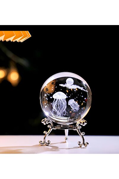 EXENET Okyanusun Gizemi 3D Kristal Cam Kar Küresi Standlı Dekoratif Süs Biblo...