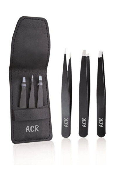 Acarlar Ticaret Profesyonel 3'lü Siyah Deri Çantalı Cımbız Seti