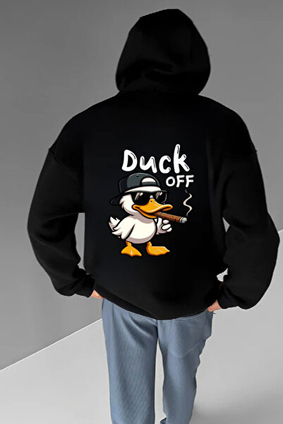 FECCY DUCK OFF Βαμβακερό φούτερ με στάμπα και κουκούλα