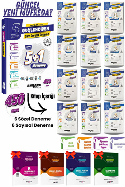 Ankara Yayıncılık Yeni MÜFREDAT 5. Sınıf Tüm Dersler 5 Sarmal - 1 Genel Deneme + Paragraf Soru Deneme Fasikülleri