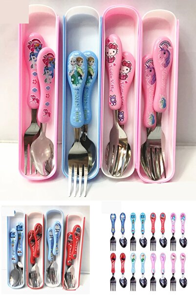 Kitchen Beauty Çocuk Silikon Saplı Figürlü Metal Uçlu Kaşık ve Çatal - Mama K...