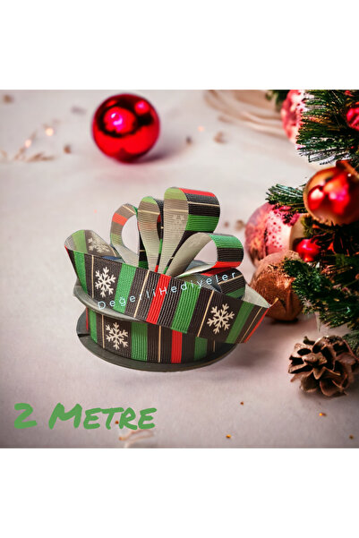 GÜLSEMALİ 2 METRA Grosgrain Štampano Božićna traka za dekoraciju kutije Traka...