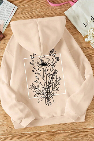 FECCY Hanorac supradimensionat din bumbac cu imprimeu floral